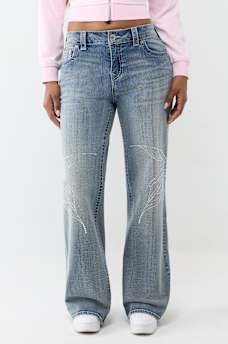 BOBBI MID RISE CRYSTAL BUTTERFLY BAGGY JEAN 