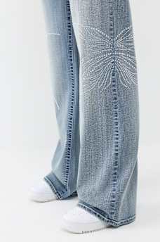 BOBBI MID RISE CRYSTAL BUTTERFLY BAGGY JEAN 