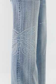 BOBBI MID RISE CRYSTAL BUTTERFLY BAGGY JEAN 