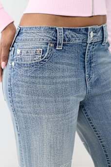 BOBBI MID RISE CRYSTAL BUTTERFLY BAGGY JEAN 