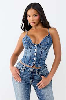 WESTERN DENIM BUSTIER TOP