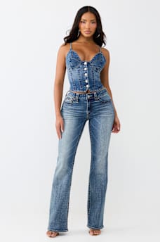WESTERN DENIM BUSTIER TOP
