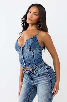 WESTERN DENIM BUSTIER TOP