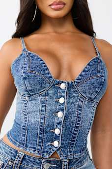 WESTERN DENIM BUSTIER TOP