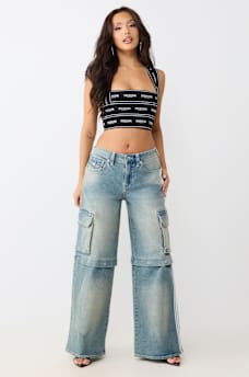 JESSIE MID RISE DETACHABLE SUPER BAGGY CARGO JORT