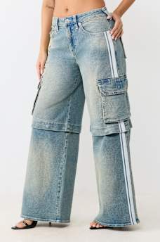 JESSIE MID RISE DETACHABLE SUPER BAGGY CARGO JORT
