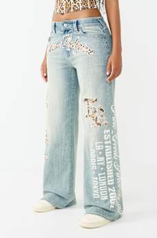 BOBBI MID RISE LEOPARD FLAP BAGGY JEAN, image 4
