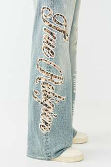 BOBBI MID RISE LEOPARD FLAP BAGGY JEAN, image 6