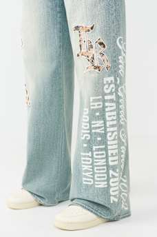 BOBBI MID RISE LEOPARD FLAP BAGGY JEAN, image 7