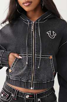 SUDADERA CON CAPUCHA Y CIERRE BIG T DE MEZCLILLA, image 2