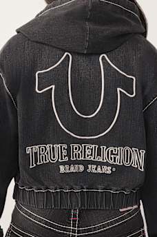 SUDADERA CON CAPUCHA Y CIERRE BIG T DE MEZCLILLA, image 1