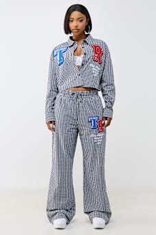 PATCH GINGHAM LOUNGE PANT