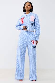 PATCH GINGHAM LOUNGE PANT