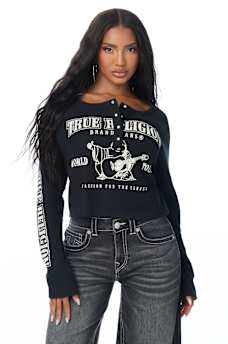 WAFFLE KNIT HENLEY TOP