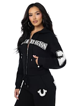 CRYSTAL RELAXED ZIP-UP HOODIE