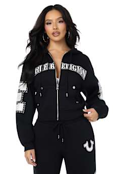 CRYSTAL RELAXED ZIP-UP HOODIE
