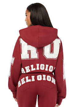 CRYSTAL RELAXED ZIP-UP HOODIE