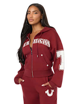 CRYSTAL RELAXED ZIP-UP HOODIE