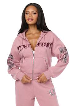 CRYSTAL RELAXED ZIP-UP HOODIE