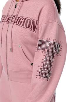 CRYSTAL RELAXED ZIP-UP HOODIE