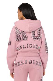 CRYSTAL RELAXED ZIP-UP HOODIE