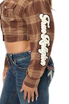 BIG T VARSITY PATCH PLAID SHIRT