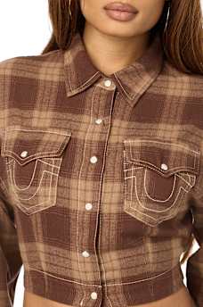 BIG T VARSITY PATCH PLAID SHIRT