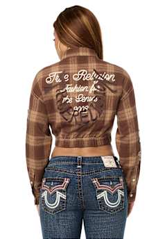 BIG T VARSITY PATCH PLAID SHIRT