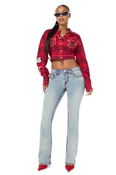 BIG T VARSITY PATCH PLAID SHIRT