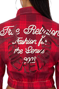 BIG T VARSITY PATCH PLAID SHIRT