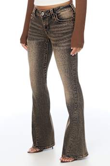 JOEY LOW RISE BROWN FLAP FLARE JEAN