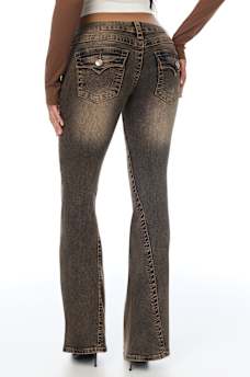 JOEY LOW RISE BROWN FLAP FLARE JEAN