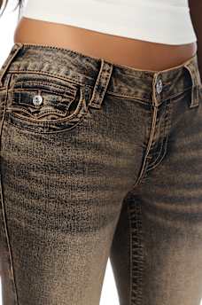 JOEY LOW RISE BROWN FLAP FLARE JEAN