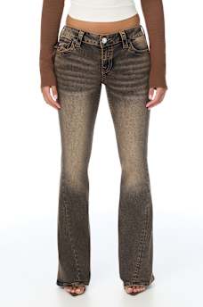 JOEY LOW RISE BROWN FLAP FLARE JEAN