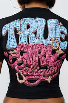 CRYSTAL TRUE GALS BABY TEE