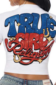 CRYSTAL TRUE GALS BABY TEE