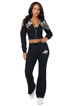 CRYSTAL WING SHRUNKEN ZIP HOODIE