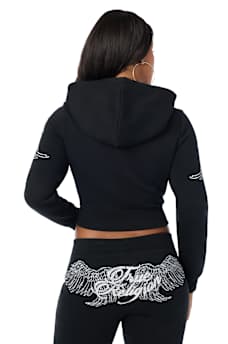 CRYSTAL WING SHRUNKEN ZIP HOODIE