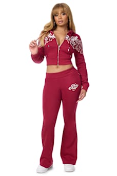 CRYSTAL WING SHRUNKEN ZIP HOODIE