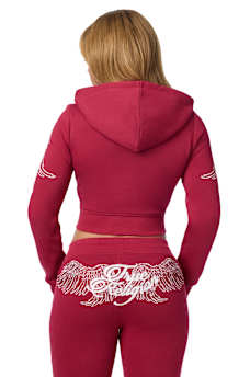 CRYSTAL WING SHRUNKEN ZIP HOODIE