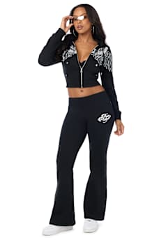 CRYSTAL MID RISE BOOTCUT SWEATPANT