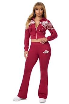 CRYSTAL MID RISE BOOTCUT SWEATPANT