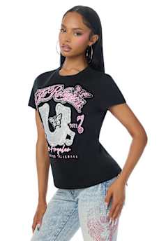 CRYSTAL HORSESHOE LOGO CREWNECK TEE
