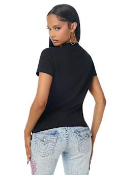CRYSTAL HORSESHOE LOGO CREWNECK TEE