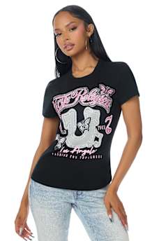 CRYSTAL HORSESHOE LOGO CREWNECK TEE