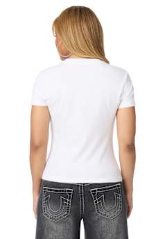 CRYSTAL HORSESHOE LOGO CREWNECK TEE