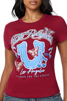 CRYSTAL HORSESHOE LOGO CREWNECK TEE