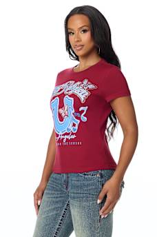 CRYSTAL HORSESHOE LOGO CREWNECK TEE