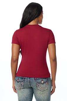 CRYSTAL HORSESHOE LOGO CREWNECK TEE