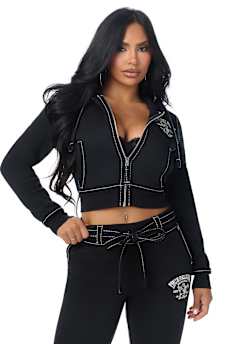 CRYSTAL BUDDHA BIG T SHRUNKEN ZIP HOODIE